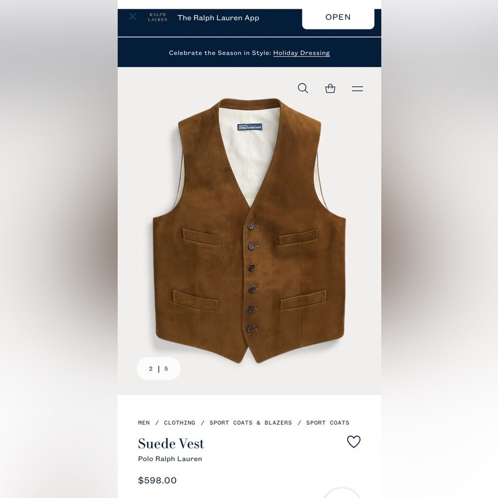 Beautiful Ralph Lauren brown suede vest fully lined